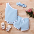 Fashion summer solid color oneshoulder romper shorts baby simple suitpicture21